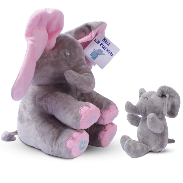 Stuffed Elephant Set- Kaia Interactive Musical Peek-A-Boo Elephant Stuffed Animal Toy and Soft Plush Baby Elephant Gift Image 3