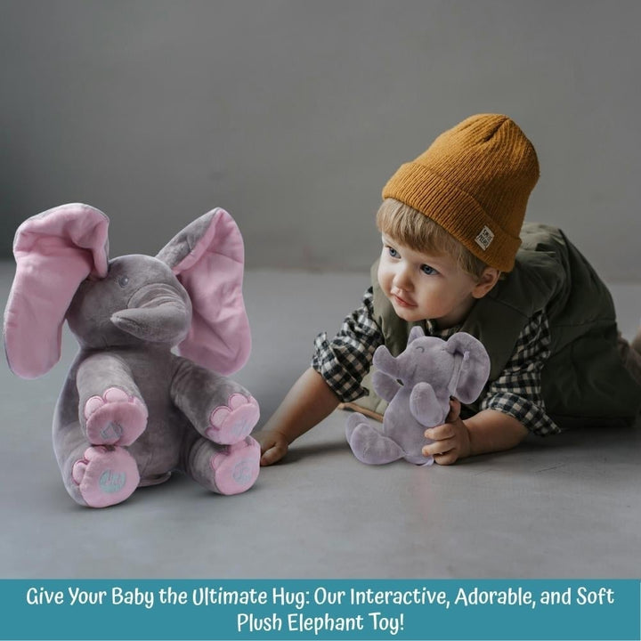 Stuffed Elephant Set- Kaia Interactive Musical Peek-A-Boo Elephant Stuffed Animal Toy and Soft Plush Baby Elephant Gift Image 4