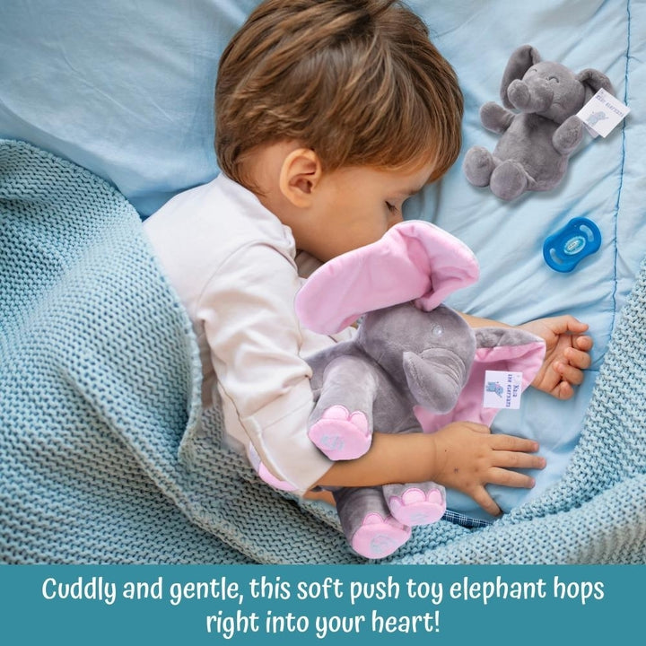 Stuffed Elephant Set- Kaia Interactive Musical Peek-A-Boo Elephant Stuffed Animal Toy and Soft Plush Baby Elephant Gift Image 4