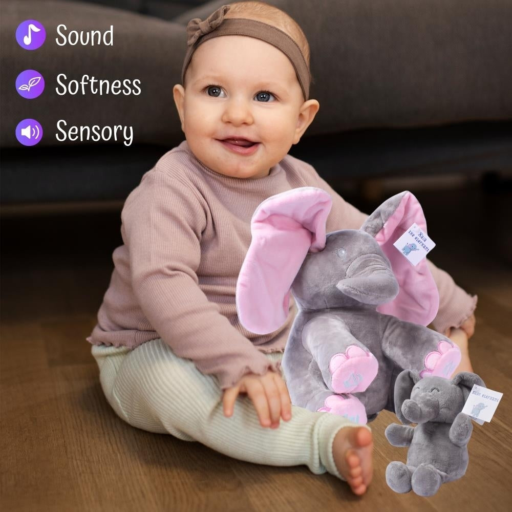 Stuffed Elephant Set- Kaia Interactive Musical Peek-A-Boo Elephant Stuffed Animal Toy and Soft Plush Baby Elephant Gift Image 6