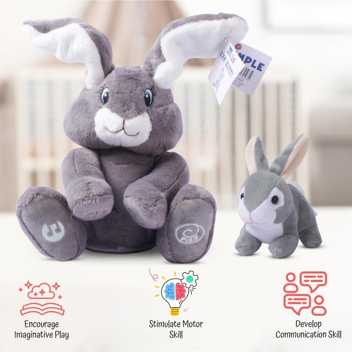 Bunny Set - Milo Stuffed Bunny Toy Animated Interactive Bunny w/ Peek-a-Boo Feature and Grey Plush Baby Bunny Plush Toy Image 7