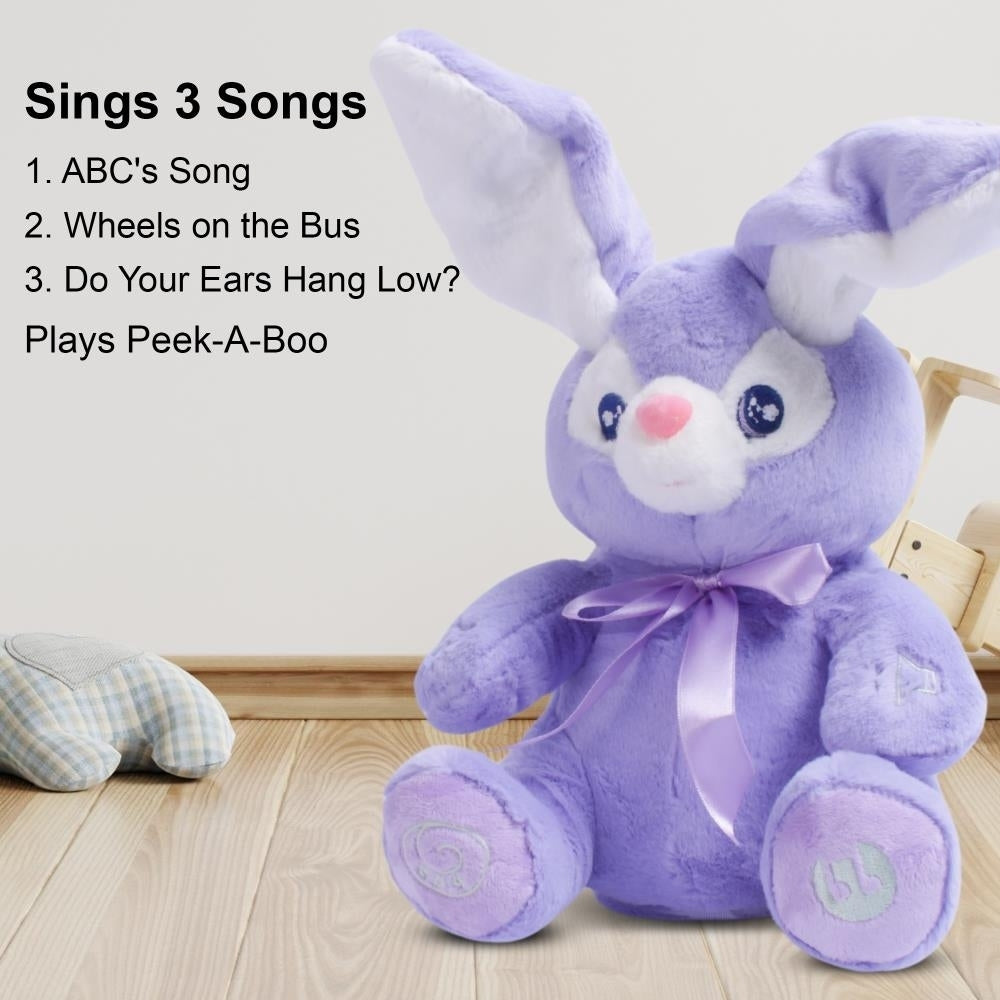 Bunny Set - Bella Stuffed Bunny Toy Animated Interactive Bunny w/ Peek-a-Boo Feature and Grey Plush Baby Bunny Plush Toy Image 8