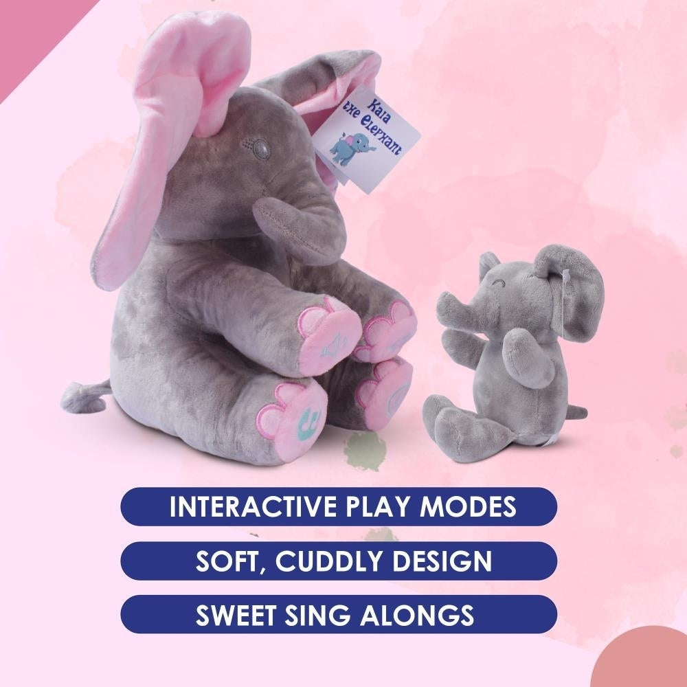 Stuffed Elephant Set- Kaia Interactive Musical Peek-A-Boo Elephant Stuffed Animal Toy and Soft Plush Baby Elephant Gift Image 7