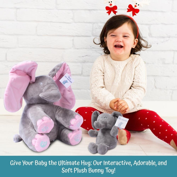 Stuffed Elephant Set- Kaia Interactive Musical Peek-A-Boo Elephant Stuffed Animal Toy and Soft Plush Baby Elephant Gift Image 8