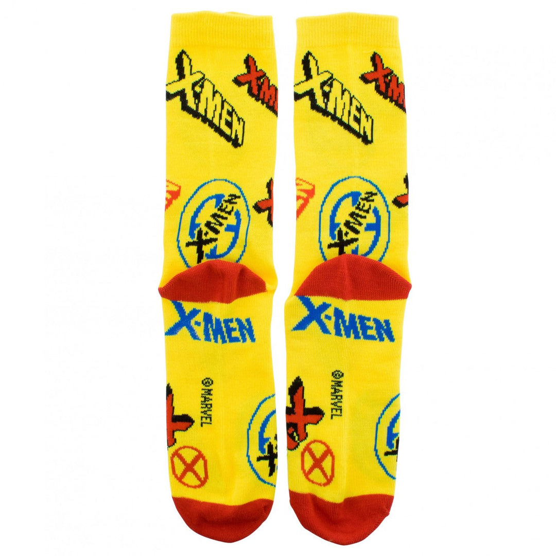 X-Men Various Logo Collage Crew Socks Image 4