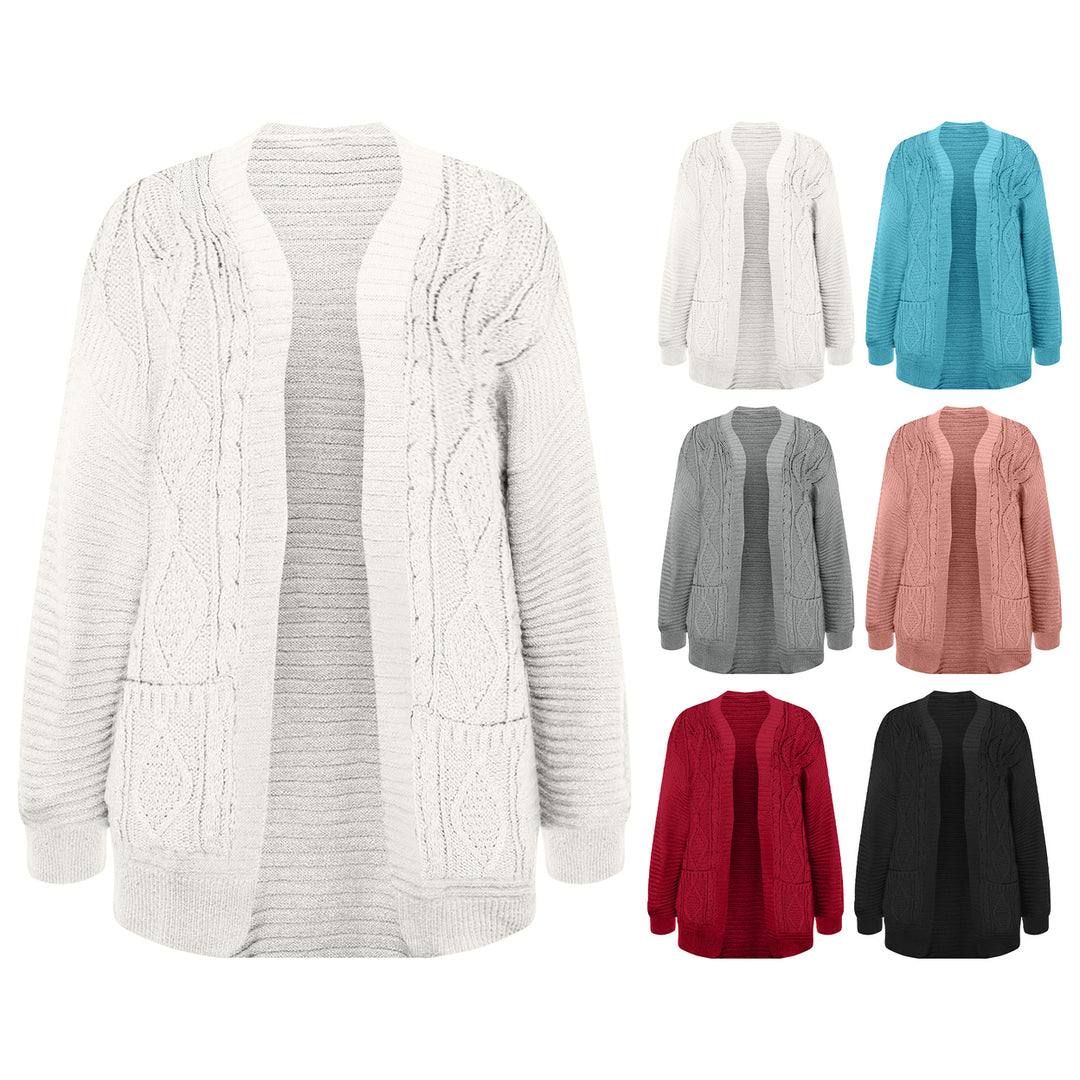 1-Piece Womens Ultra-Soft Cozy Open Front Thick Textured Cable Knit Cardigan Image 3