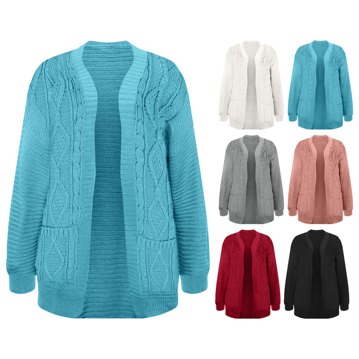 1-Piece Womens Ultra-Soft Cozy Open Front Thick Textured Cable Knit Cardigan Image 4