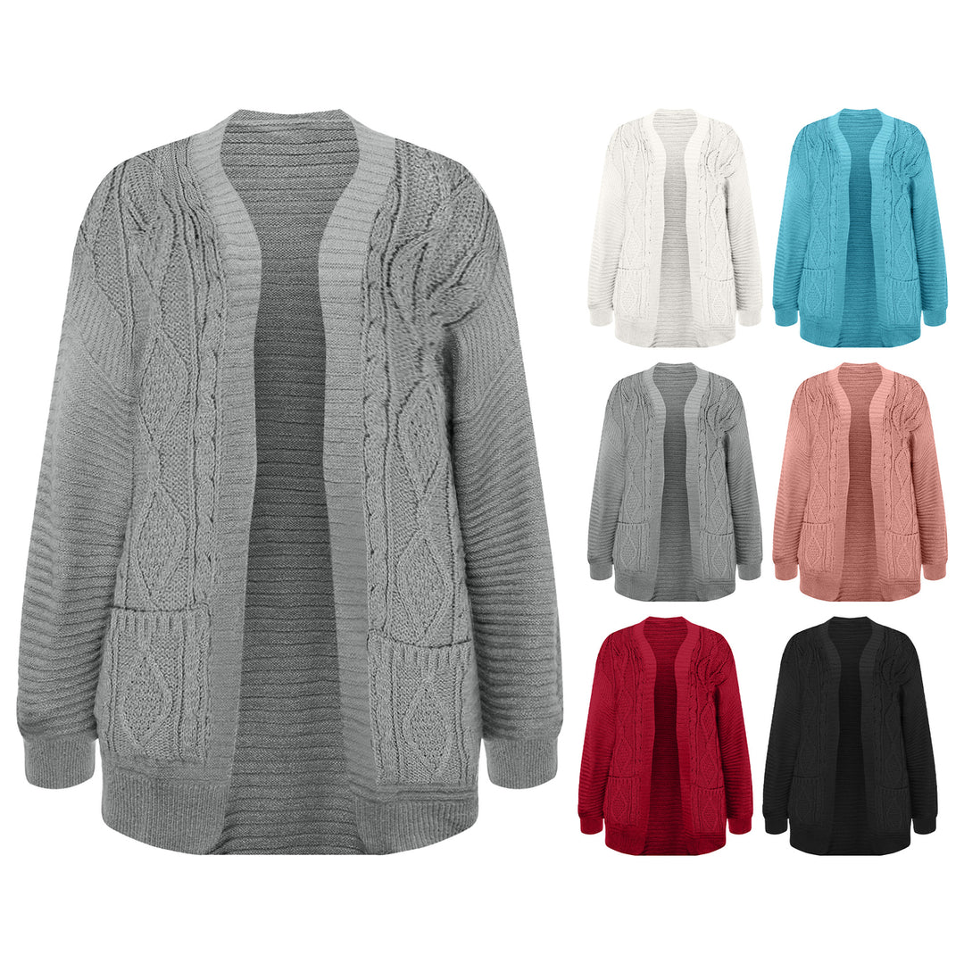 1-Piece Womens Ultra-Soft Cozy Open Front Thick Textured Cable Knit Cardigan Image 4