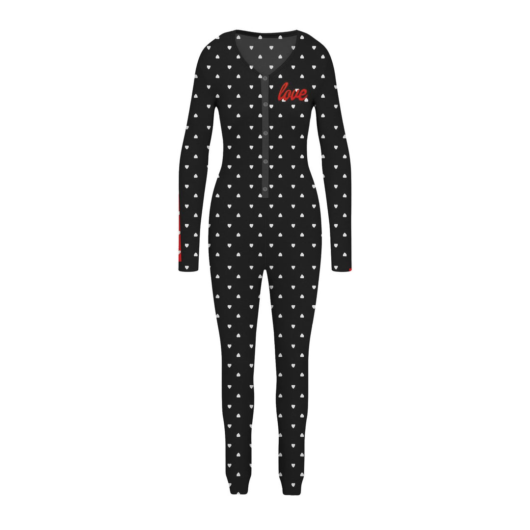 2-Piece Womens Cozy Comfy Printed Snap Buttons Long-Sleeve Sleepwear Romper Image 4