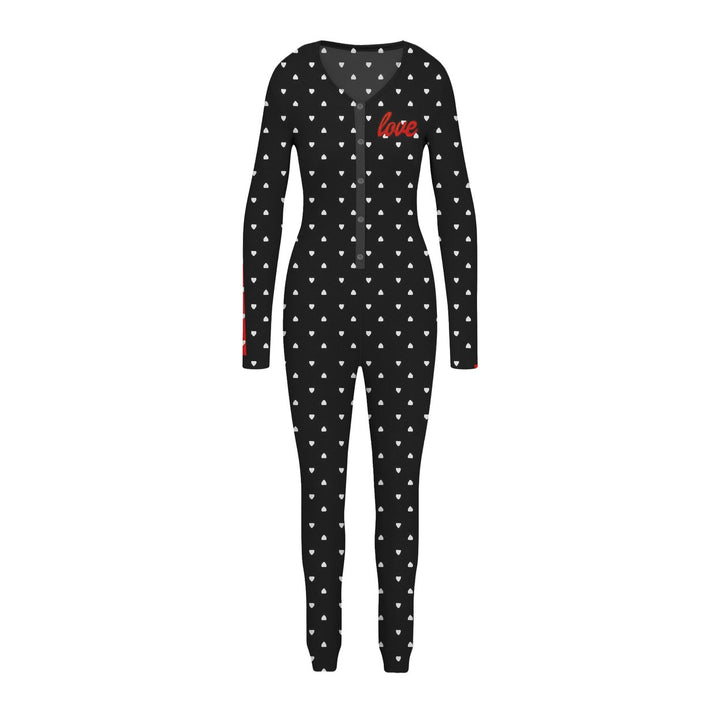 2-Piece Womens Cozy Comfy Printed Snap Buttons Long-Sleeve Sleepwear Romper Image 4