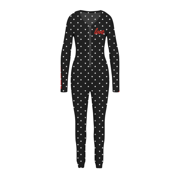 1-Piece Womens Cozy Comfy Printed Snap Buttons Long-Sleeve Sleepwear Romper Image 4