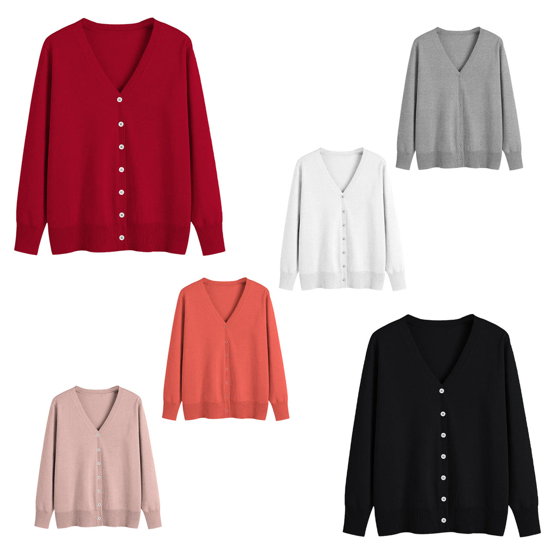 3-Piece Womens Lightweight Knit V-Neck Cardigan Button-Up Sweater for Effortless Style and Comfort Image 4