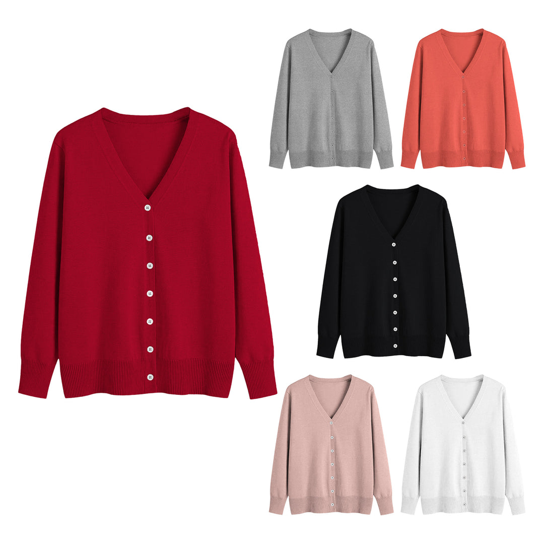 3-Piece Womens Lightweight Knit V-Neck Cardigan Button-Up Sweater for Effortless Style and Comfort Image 4