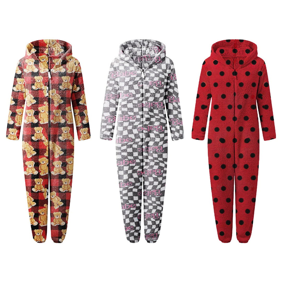 1-Piece Womens Soft Cozy Comfy Fleece Full Body Fluffy Sleep Romper with Hood Image 3