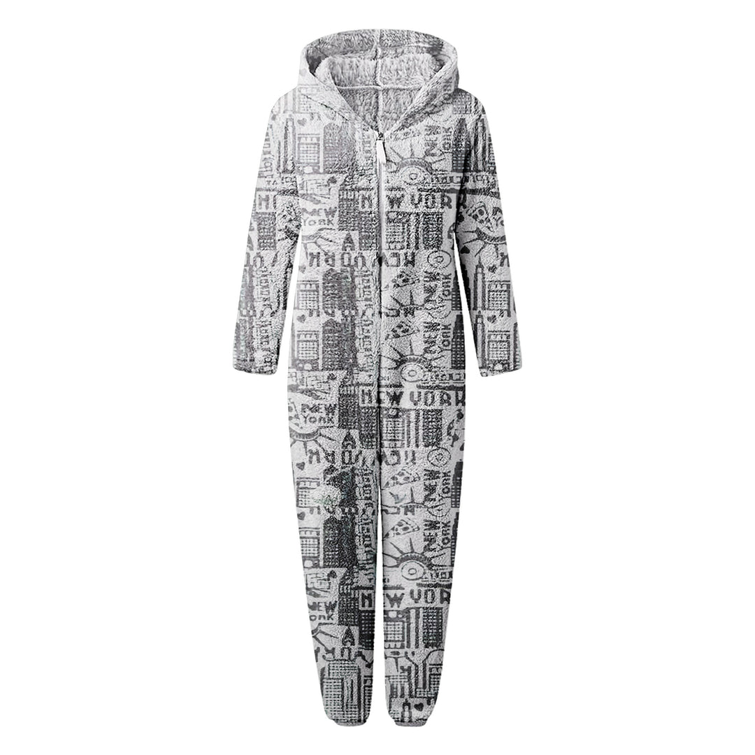 3-Piece Womens Soft Cozy Comfy Fleece Full Body Fluffy Sleep Romper with Hood Image 4