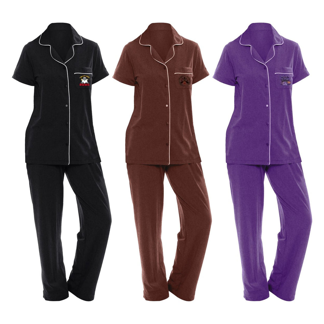 2-Piece Womens Comfortable Notch Collar Sleepwear Pajama Set Image 1