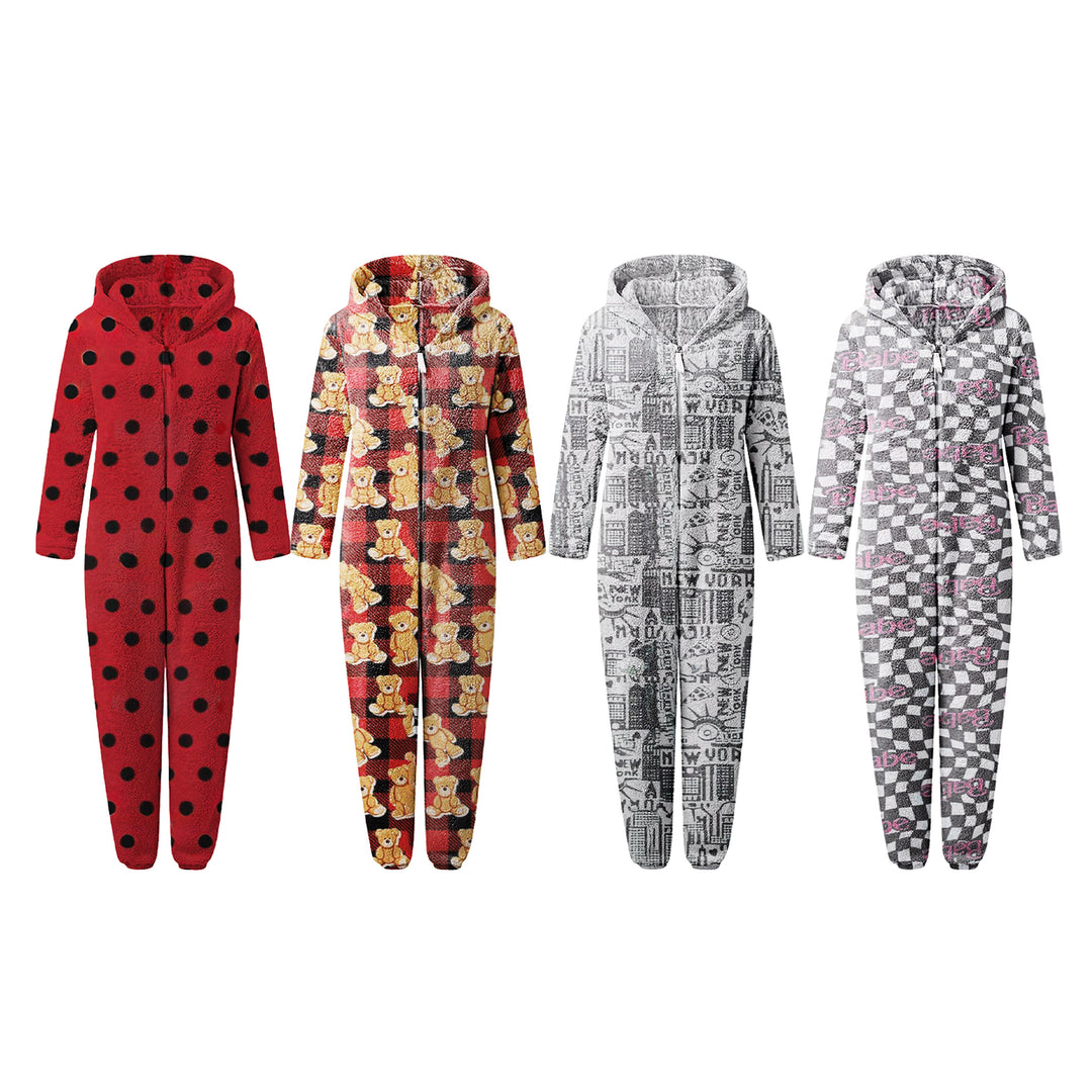 1-Piece Womens Soft Cozy Comfy Fleece Full Body Fluffy Sleep Romper with Hood Image 6