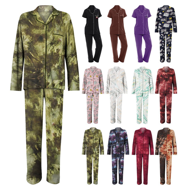 2-Piece Womens Comfortable Notch Collar Sleepwear Pajama Set Image 3