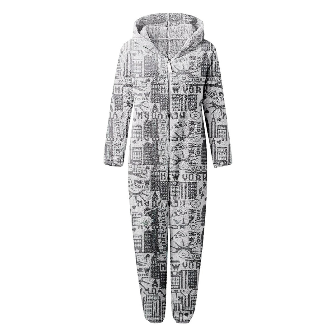 1-Piece Womens Soft Cozy Comfy Fleece Full Body Fluffy Sleep Romper with Hood Image 1