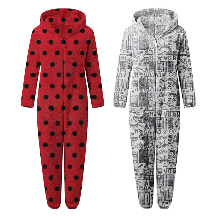 2-Piece Womens Soft Cozy Comfy Fleece Full Body Fluffy Sleep Romper with Hood Image 8