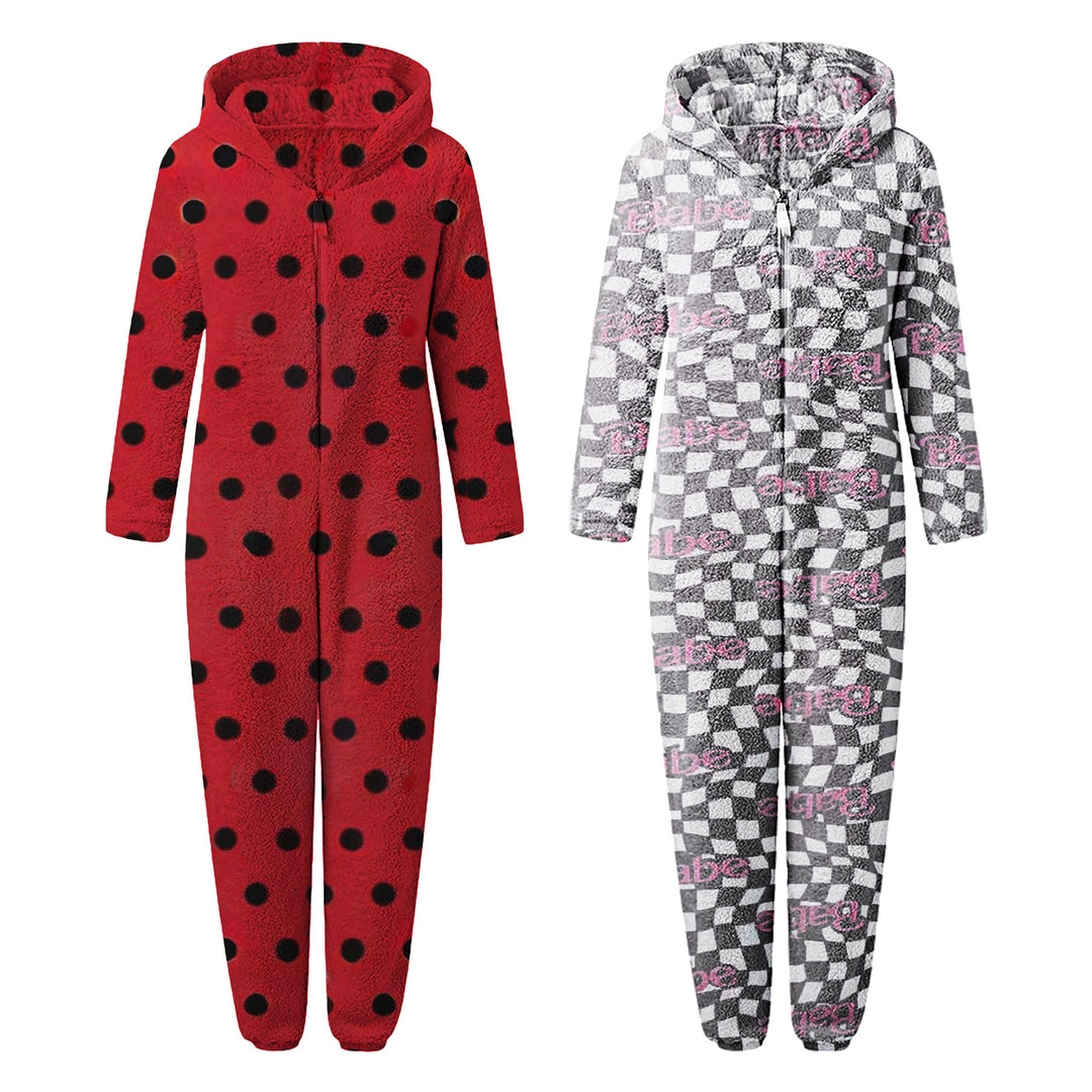 2-Piece Womens Soft Cozy Comfy Fleece Full Body Fluffy Sleep Romper with Hood Image 10