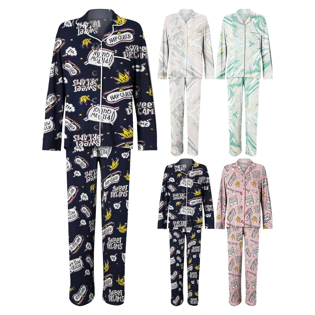 4-Piece Womens Comfortable Notch Collar Sleepwear Pajama Set Image 11