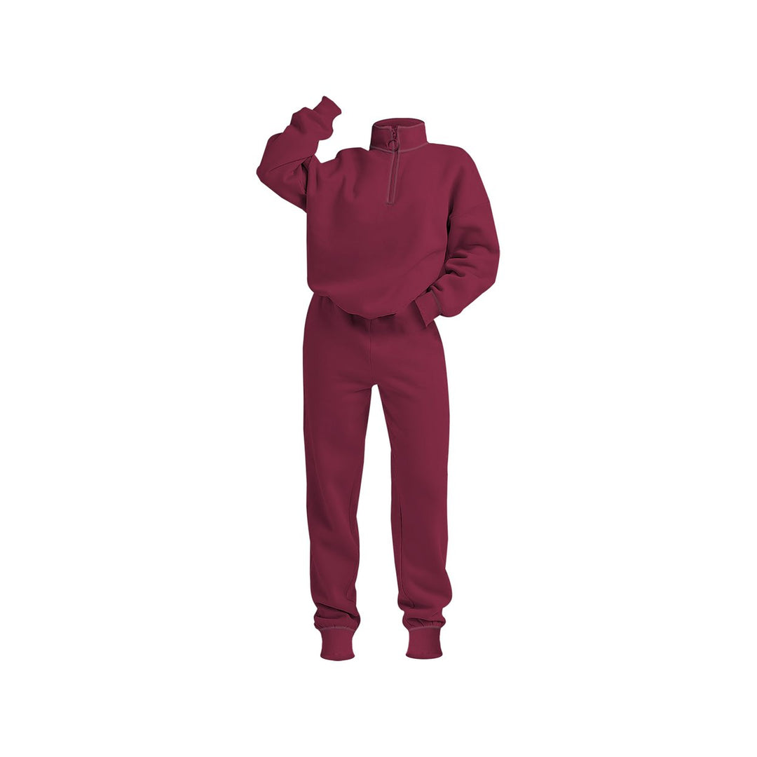 2-Piece Womens Ultra Soft Winter Warm Cozy Stylish Athletic Quarter Zip Fleece Set Image 1