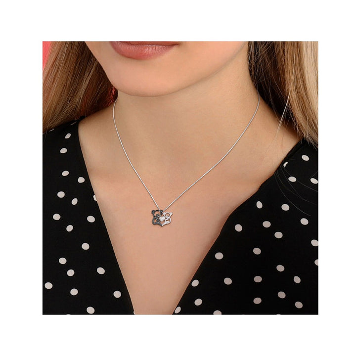 Black Accent Diamond Koala Charm Pendant Necklace in Sterling Silver with Chain Image 3