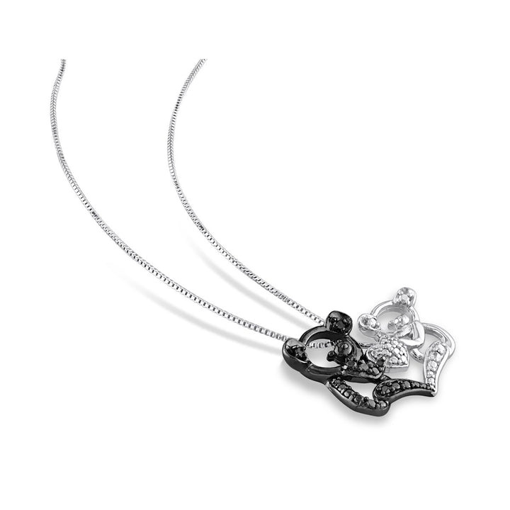 Black Accent Diamond Koala Charm Pendant Necklace in Sterling Silver with Chain Image 4