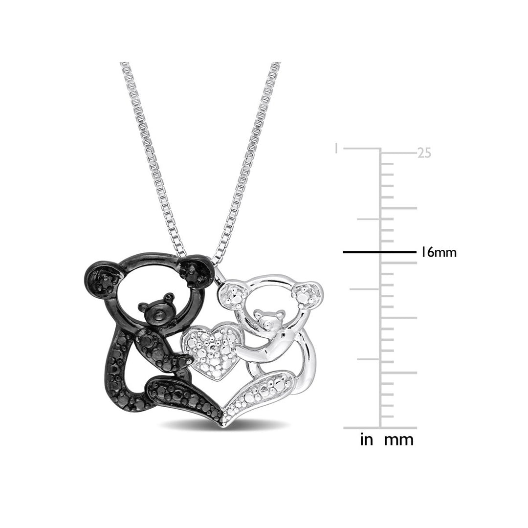 Black Accent Diamond Koala Charm Pendant Necklace in Sterling Silver with Chain Image 4