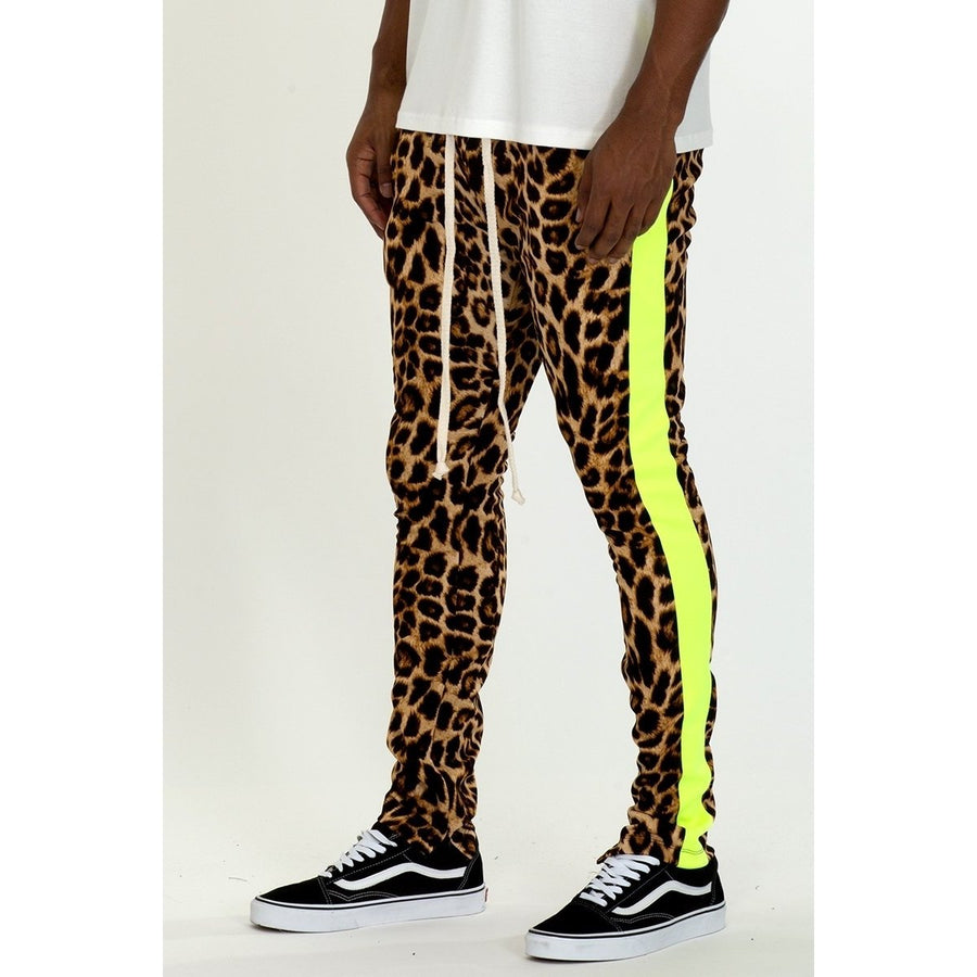 CHEETAH PRINT STRIPE TRACK PANTS Image 1