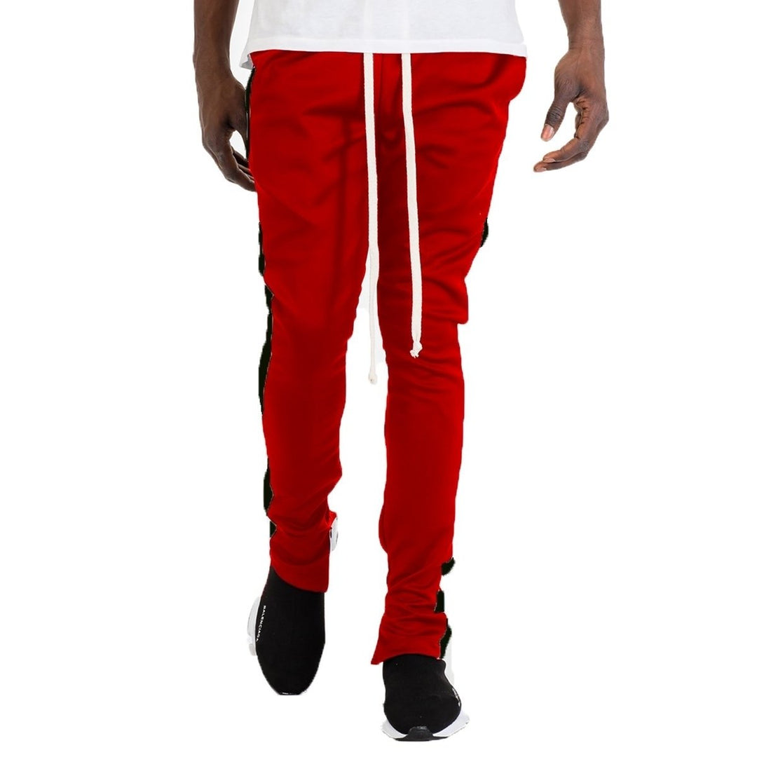 CLASSIC SLIM FIT TRACK PANTS- RED/BLACK Image 2