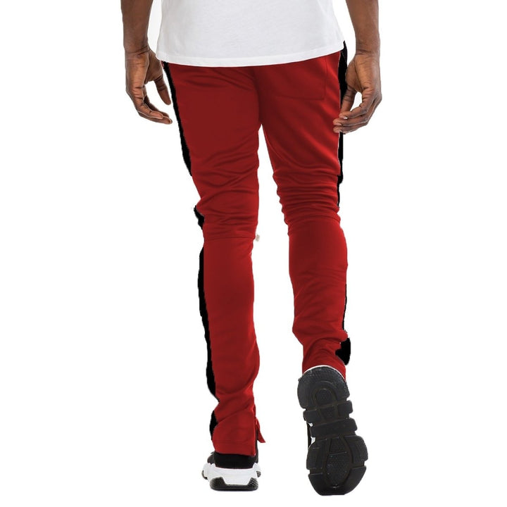 CLASSIC SLIM FIT TRACK PANTS- RED/BLACK Image 3