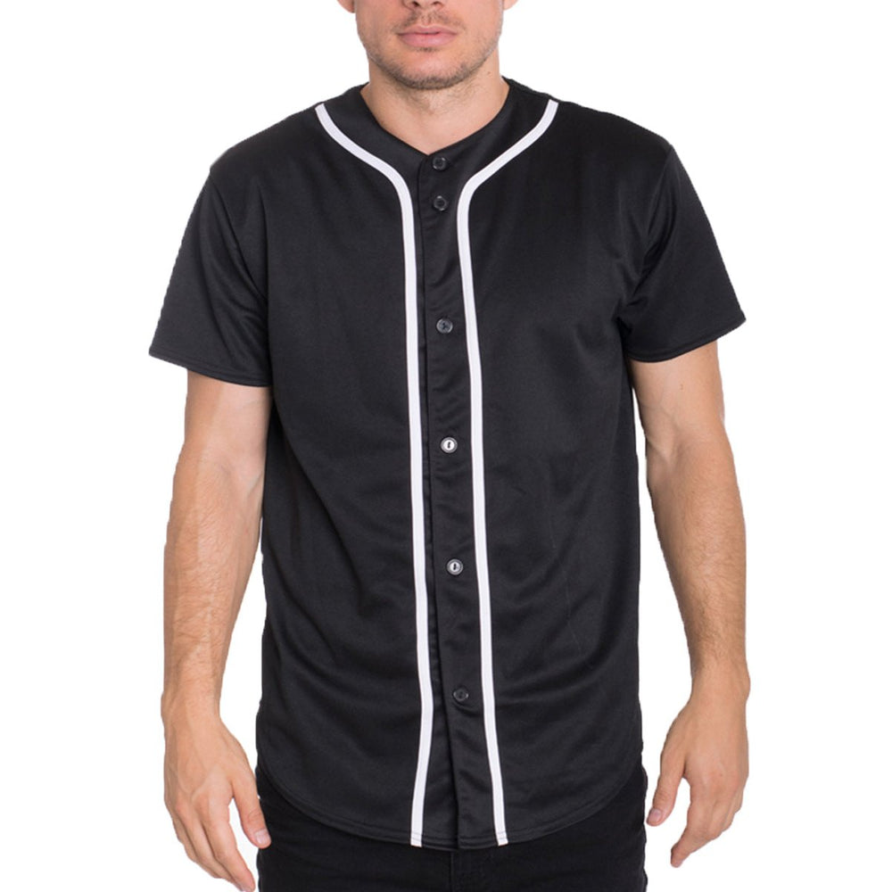 Mens Baseball Button Down Jersey Hipster Hip Hop T Image 2