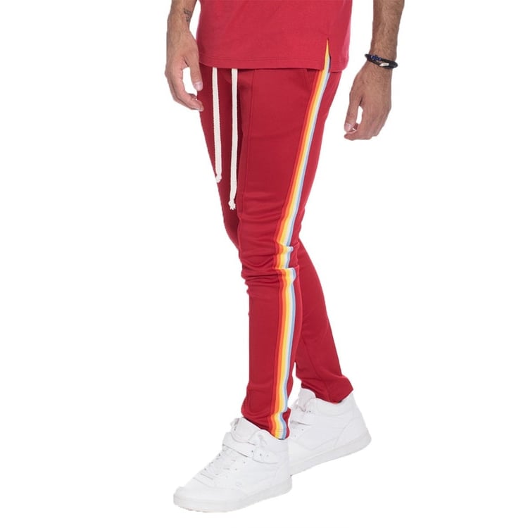 RAINBOW TAPED TRACK PANTS-RED Image 3