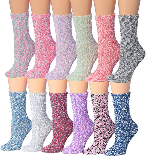 Tipi Toe Womens 12-Pairs Soft Fuzzy Anti-Skid Crew Socks Image 4