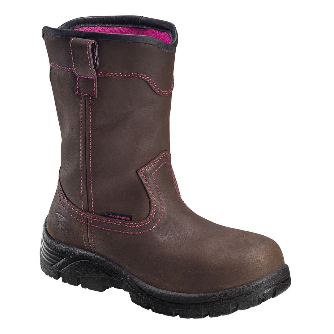 Avenger Womens A7146 Brown Pink Comp Toe Waterproof Work Boots Size 7.5 Image 2