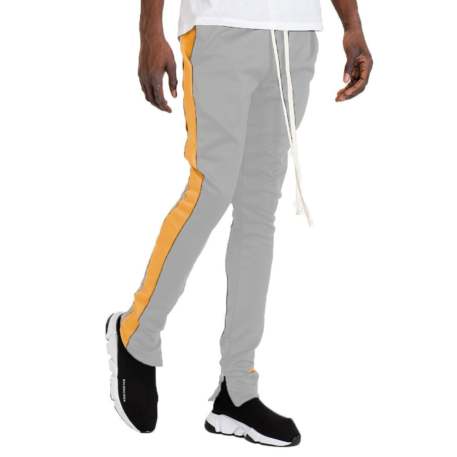 CLASSIC SLIM FIT TRACK PANTS- GREY/ ORANGE Image 1