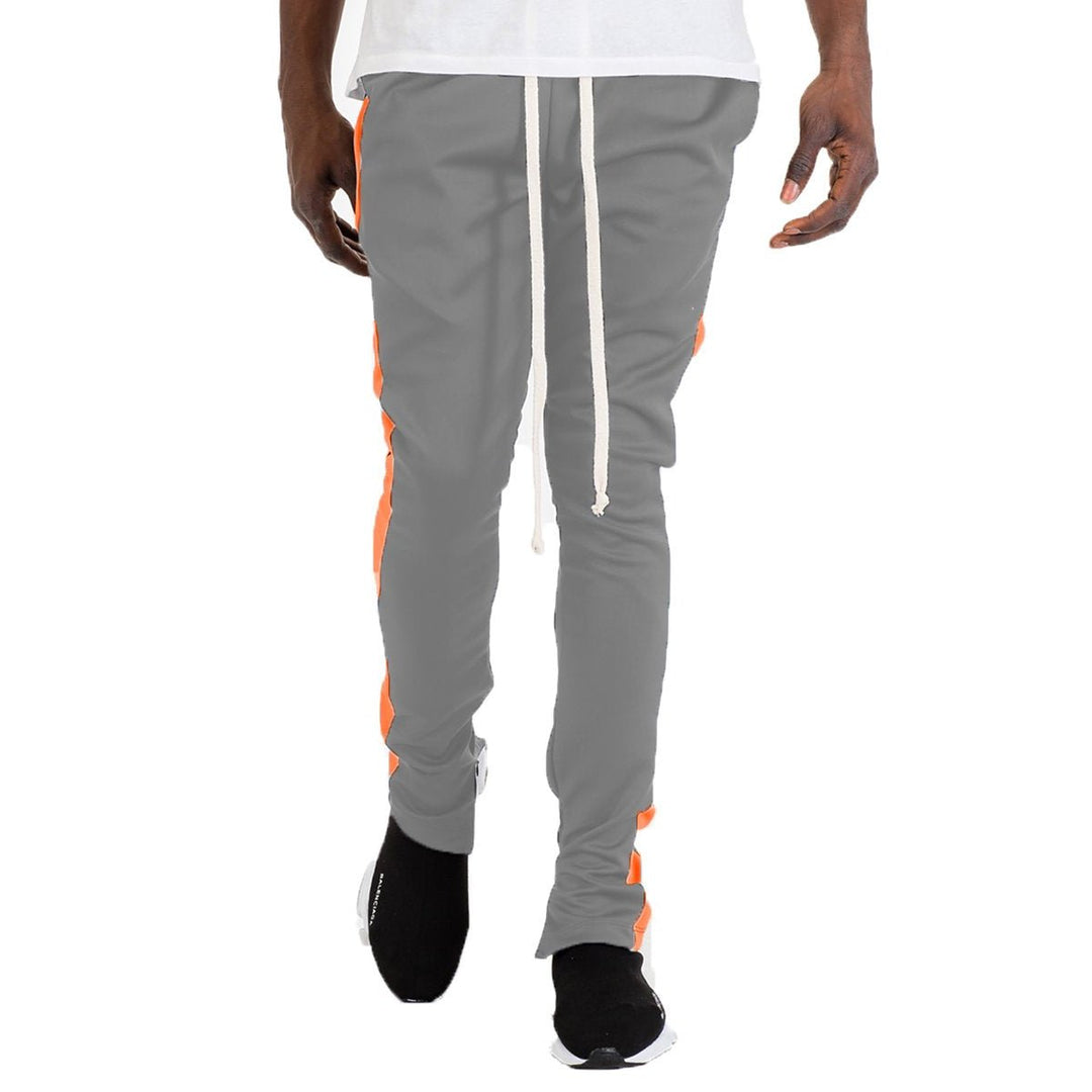 CLASSIC SLIM FIT TRACK PANTS- GREY/ ORANGE Image 3