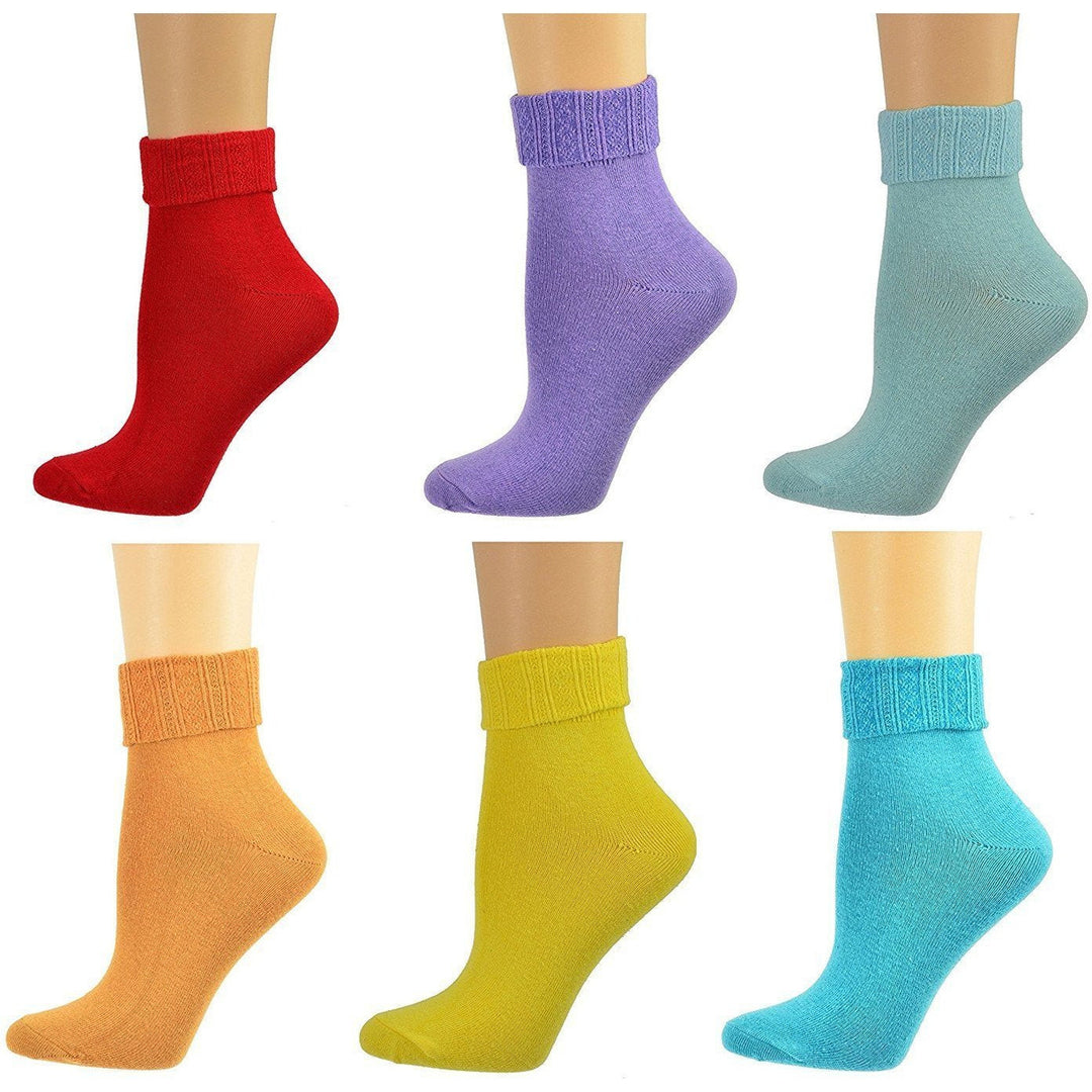 Colorful Socks - Sierra Socks Women Triple Cuff Crew Cotton Colorful Image 1