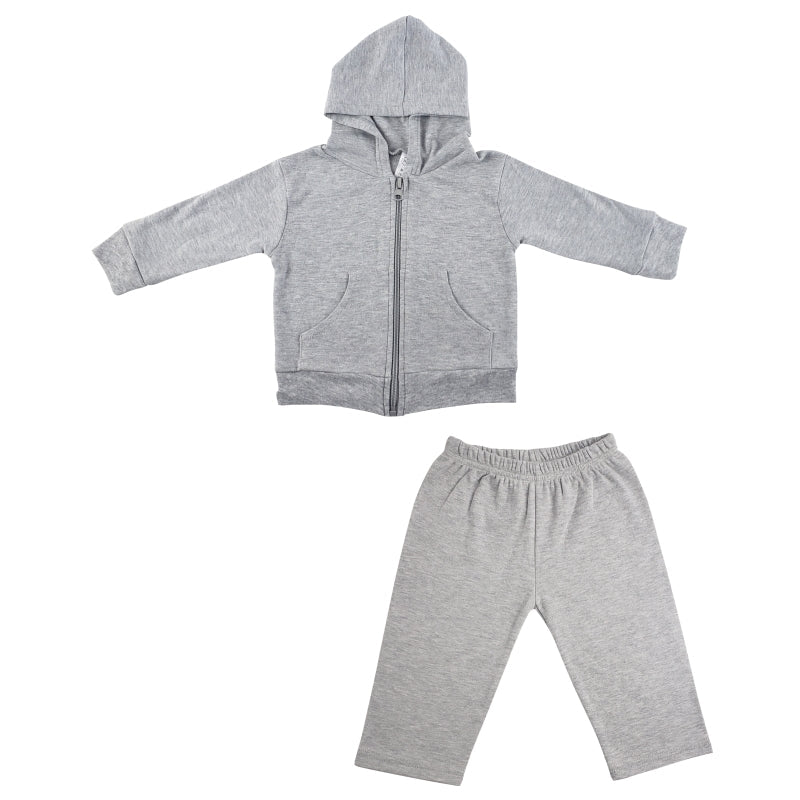 Heather Grey Interlock Sweat Pants and Hoodie Set Image 1