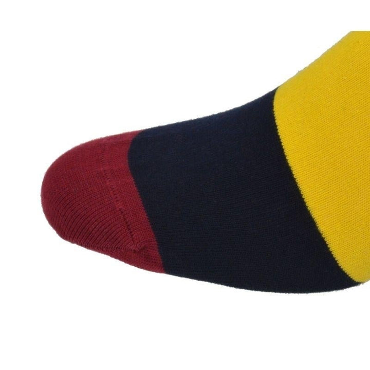 Combed Cotton Colorful Rugby Striped Patterned Mens 3 Pr. Pack Socks Image 4