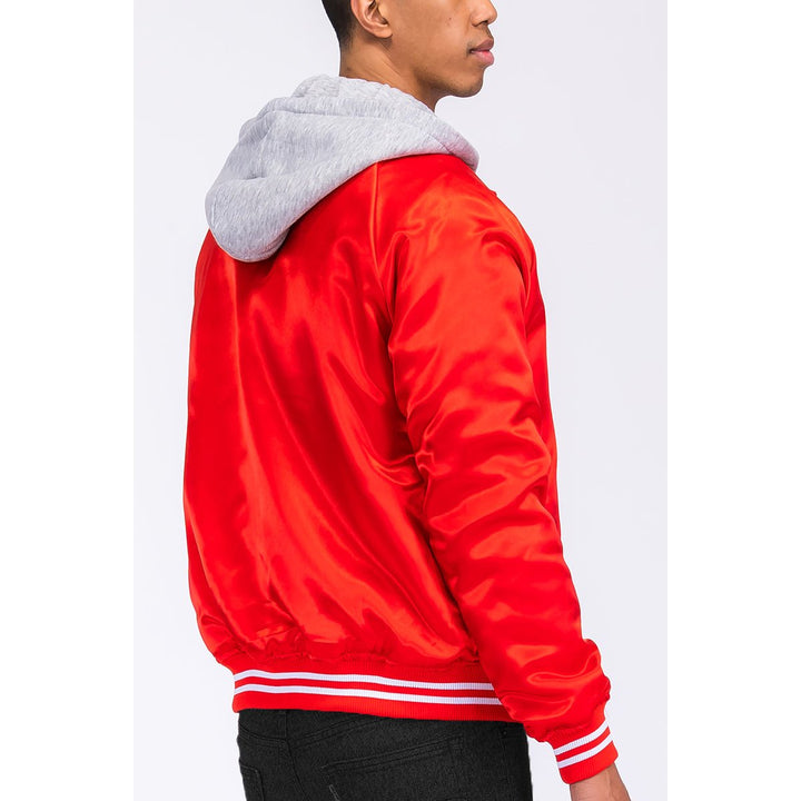 Satin Hooded Varsity Jacket Image 3