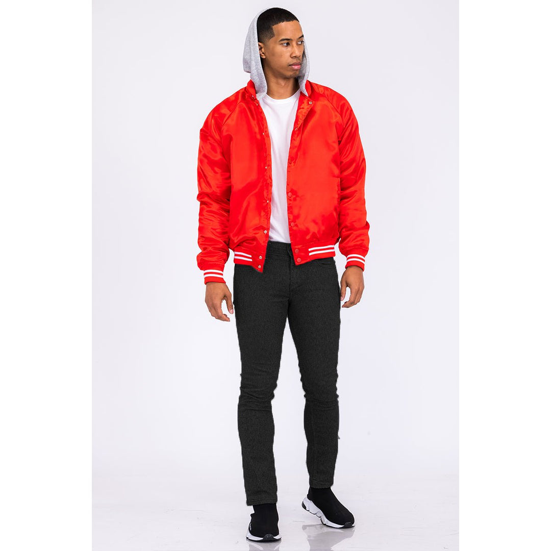 Satin Hooded Varsity Jacket Image 4