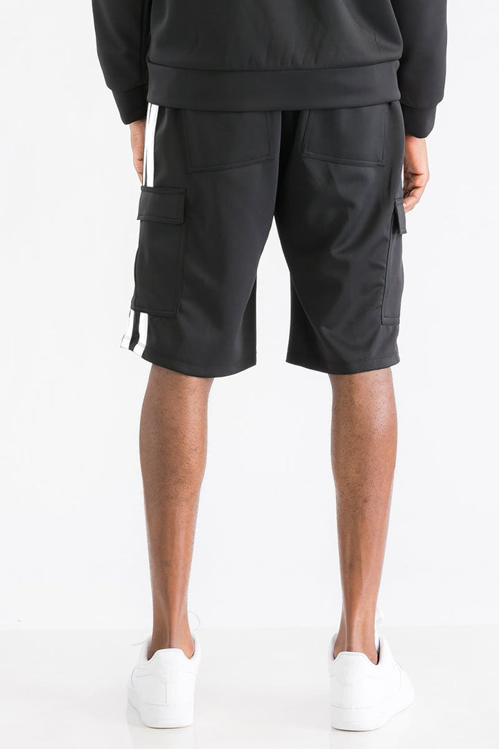 TWO STRIPE CARGO POCKET TRACK SHORTS Image 3