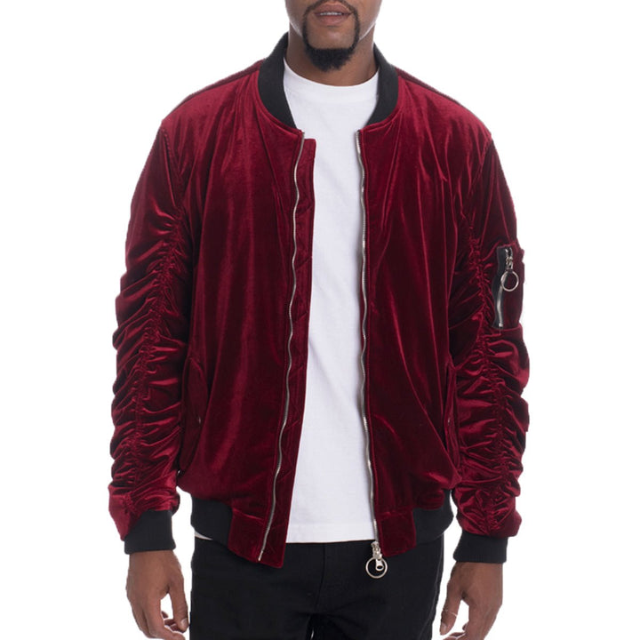 Velour Scrunched Bomber Jacket Image 1