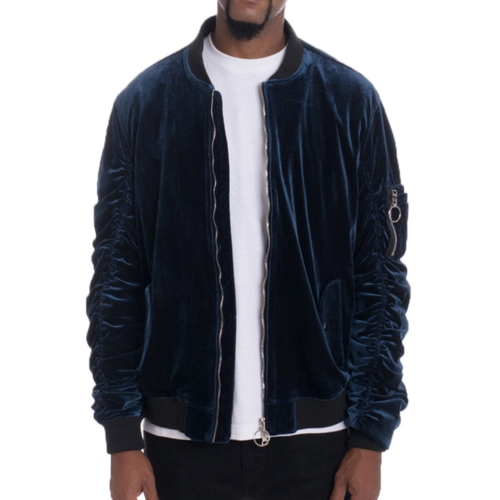 Velour Scrunched Bomber Jacket Image 2