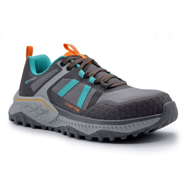 FSI FOOTWEAR SPECIALTIES INTERNATIONAL NAUTILUS Avenger Womens Aero Trail Composite Toe EH Work Shoe Grey/Teal - A1251 Image 1