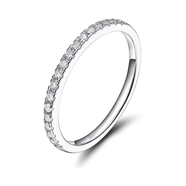 Paris Jewelry 18K White Gold Created Diamond Thin Eternity Band Plated Size 6 Image 1