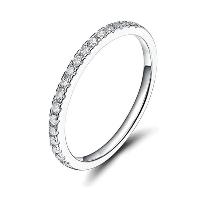 Paris Jewelry 18K White Gold Created Diamond Thin Eternity Band Plated Size 8 Image 1